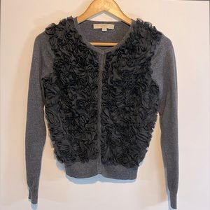 Ann Taylor LOFT charcoal snap cardigan XS